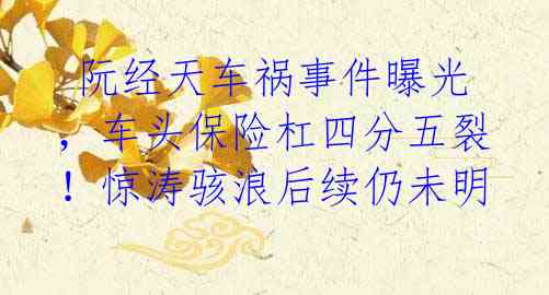 阮经天车祸事件曝光,车头保险杠四分五裂!惊涛骇浪后续仍未明