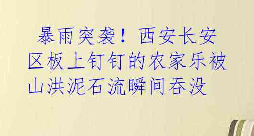  暴雨突袭！西安长安区板上钉钉的农家乐被山洪泥石流瞬间吞没 