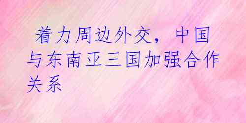 着力周边外交,中国与东南亚三国加强合作关系
