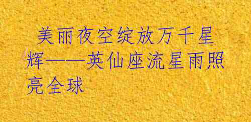 美丽夜空绽放万千星辉——英仙座流星雨照亮全球
