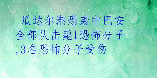  瓜达尔港恐袭中巴安全部队击毙1恐怖分子,3名恐怖分子受伤 