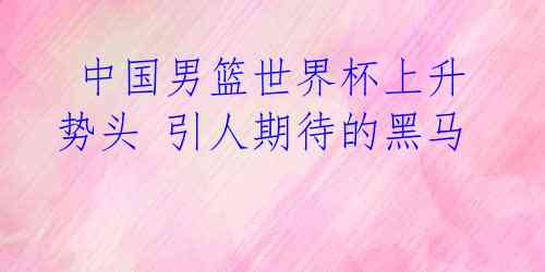 中国男篮世界杯上升势头 引人期待的黑马