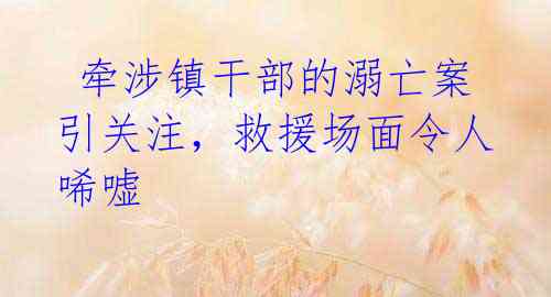 牵涉镇干部的溺亡案引关注,救援场面令人唏嘘