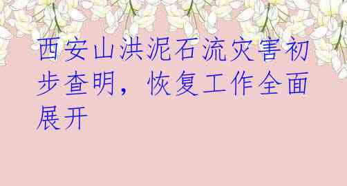 西安山洪泥石流灾害初步查明,恢复工作全面展开