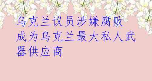 乌克兰议员涉嫌腐败 成为乌克兰最大私人武器供应商
