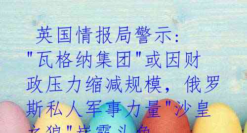 英国情报局警示: "瓦格纳集团"或因财政压力缩减规模,俄罗斯私人军事力量"沙皇之狼"崭露头角