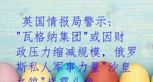  英国情报局警示: "瓦格纳集团"或因财政压力缩减规模，俄罗斯私人军事力量"沙皇之狼"崭露头角 