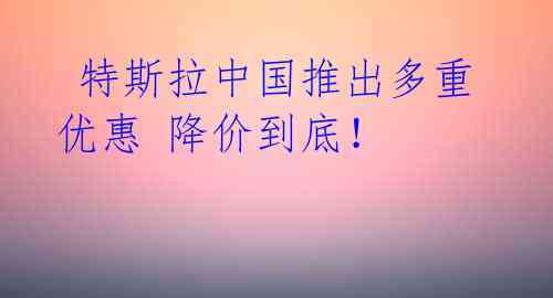 特斯拉中国推出多重优惠 降价到底!