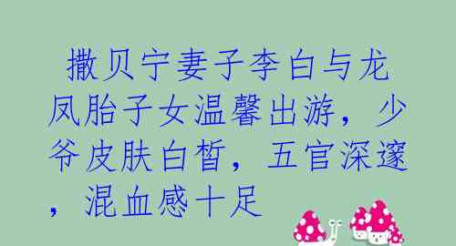 撒贝宁妻子李白与龙凤胎子女温馨出游,少爷皮肤白皙,五官深邃,混血感十足