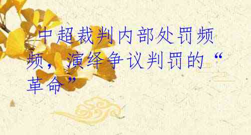 中超裁判内部处罚频频,演绎争议判罚的“革命”