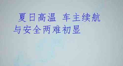  夏日高温 车主续航与安全两难初显 