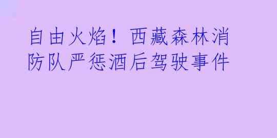 自由火焰!西藏森林消防队严惩酒后驾驶事件