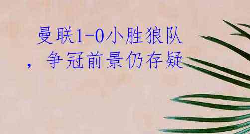 曼联1-0小胜狼队,争冠前景仍存疑