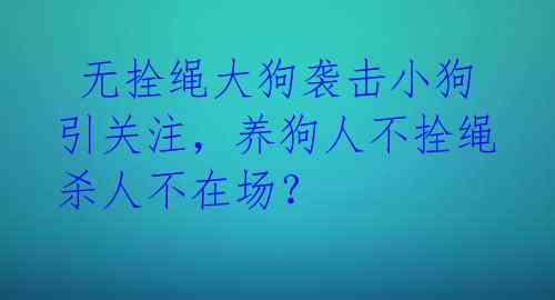  无拴绳大狗袭击小狗引关注，养狗人不拴绳杀人不在场？ 