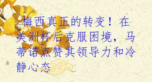 梅西真正的转变!在美洲杯后克服困境,马蒂诺点赞其领导力和冷静心态