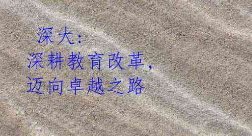 深大: 深耕教育改革, 迈向卓越之路