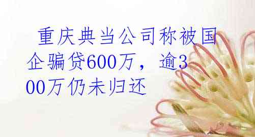  重庆典当公司称被国企骗贷600万，逾300万仍未归还 