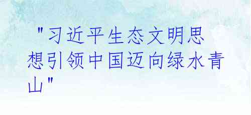 "习近平生态文明思想引领中国迈向绿水青山"