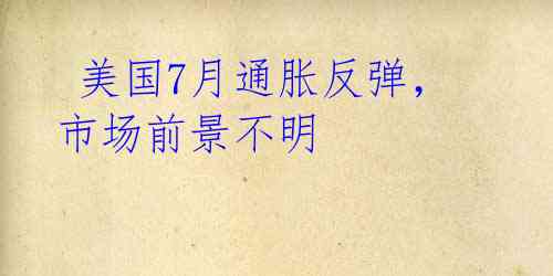 美国7月通胀反弹,市场前景不明