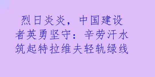 烈日炎炎,中国建设者英勇坚守:辛劳汗水筑起特拉维夫轻轨绿线