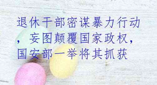 退休干部密谋暴力行动,妄图颠覆国家政权,国安部一举将其抓获
