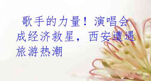 歌手的力量!演唱会成经济救星,西安遭遇旅游热潮