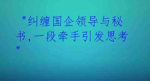 "纠缠国企领导与秘书,一段牵手引发思考"