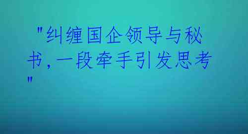  "纠缠国企领导与秘书,一段牵手引发思考" 