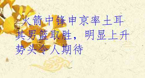 火箭中锋申京率土耳其男篮取胜,明显上升势头令人期待