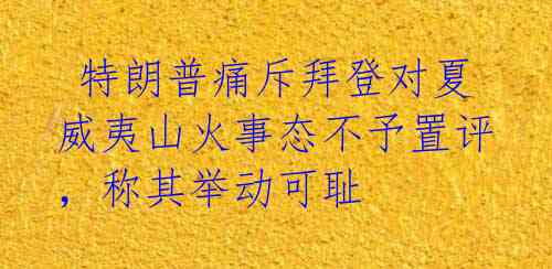 特朗普痛斥拜登对夏威夷山火事态不予置评,称其举动可耻