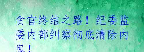 贪官终结之路！纪委监委内部纠察彻底清除内鬼！