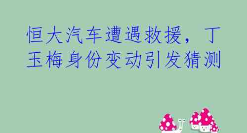 恒大汽车遭遇救援，丁玉梅身份变动引发猜测 