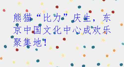 熊猫“比力”庆生，东京中国文化中心成欢乐聚集地！