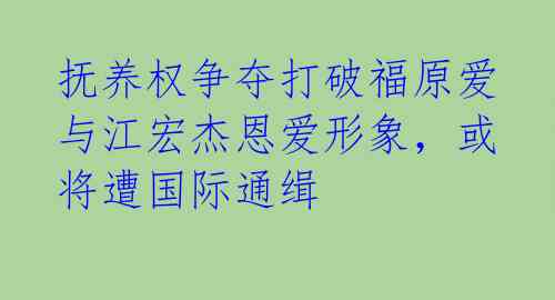 抚养权争夺打破福原爱与江宏杰恩爱形象，或将遭国际通缉 