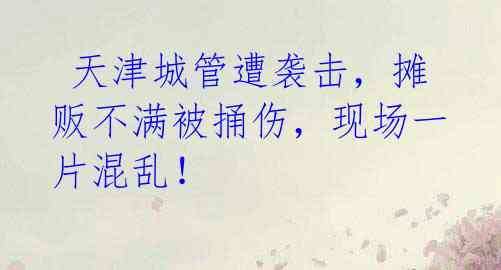  天津城管遭袭击，摊贩不满被捅伤，现场一片混乱！