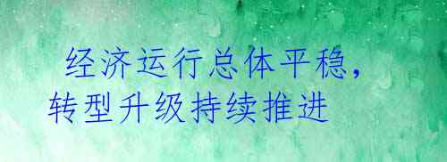  经济运行总体平稳，转型升级持续推进 