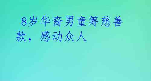  8岁华裔男童筹慈善款，感动众人 