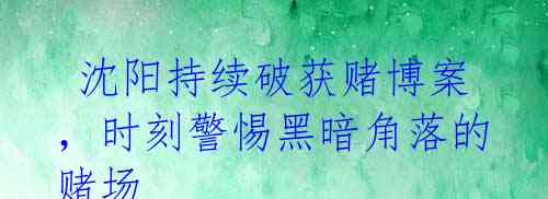 沈阳持续破获赌博案,时刻警惕黑暗角落的赌场