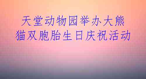 天堂动物园举办大熊猫双胞胎生日庆祝活动