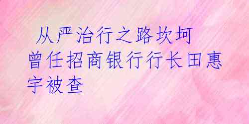  从严治行之路坎坷 曾任招商银行行长田惠宇被查 