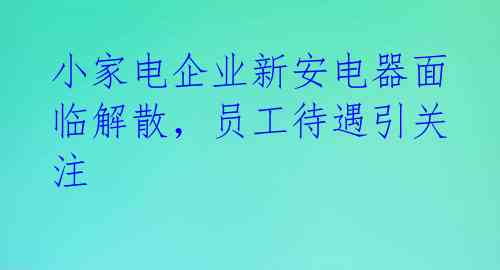 小家电企业新安电器面临解散，员工待遇引关注 