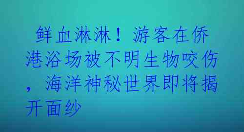 鲜血淋淋!游客在侨港浴场被不明生物咬伤,海洋神秘世界即将揭开面纱