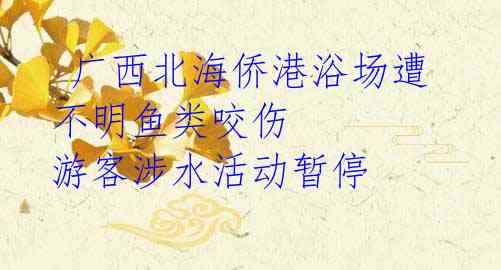 广西北海侨港浴场遭不明鱼类咬伤 游客涉水活动暂停