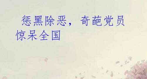 惩黑除恶,奇葩党员惊呆全国