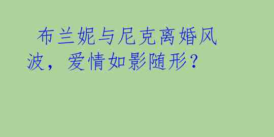  布兰妮与尼克离婚风波，爱情如影随形？ 