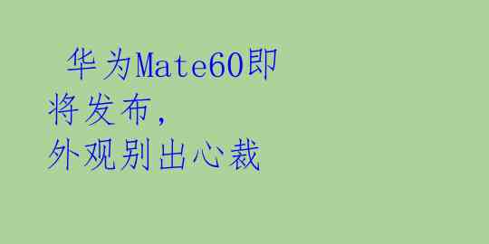  华为Mate60即将发布, 外观别出心裁 