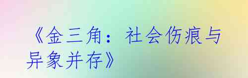 《金三角：社会伤痕与异象并存》 