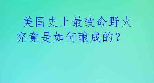  美国史上最致命野火 究竟是如何酿成的？