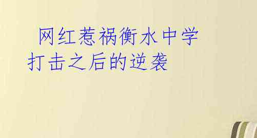  网红惹祸衡水中学 打击之后的逆袭
