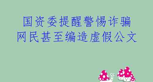  国资委提醒警惕诈骗 网民甚至编造虚假公文 